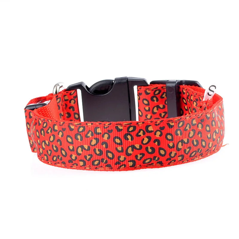 Stylish Leopard Print LED Dog Collar
