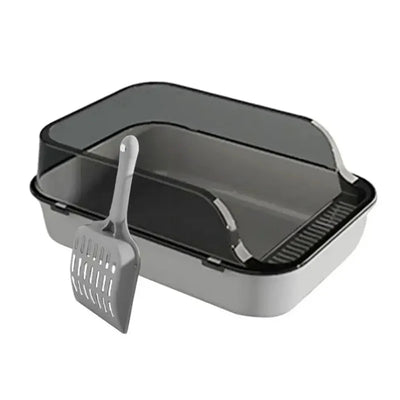 Cat Litter Box with Cat Litter Spatula Semi-enclosed Sandbox for Cats Rabbit Small Animals Cat Tray Kittens Litter Bedpans