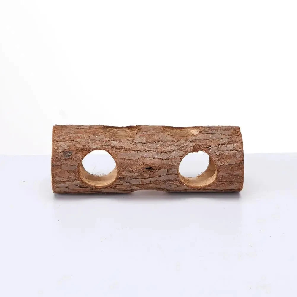 Hamster Natural Wooden Tunnels Tubes Bite-resistant Hideout Tunnel Molar Toy For Indoor Cats Dogs Accessories