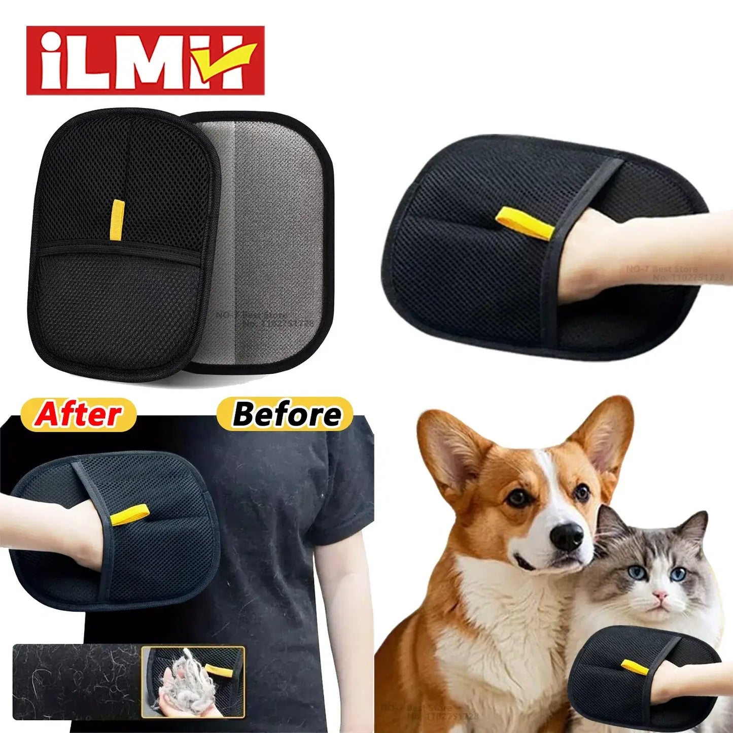 Pet Hair Remover Gloves – Reusable grooming tool for effective pet hair removal on furniture and clothing.