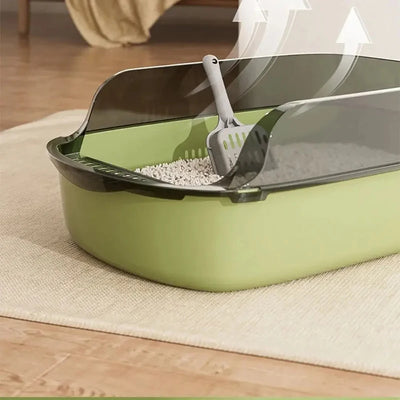 Cat Litter Box with Cat Litter Spatula Semi-enclosed Sandbox for Cats Rabbit Small Animals Cat Tray Kittens Litter Bedpans