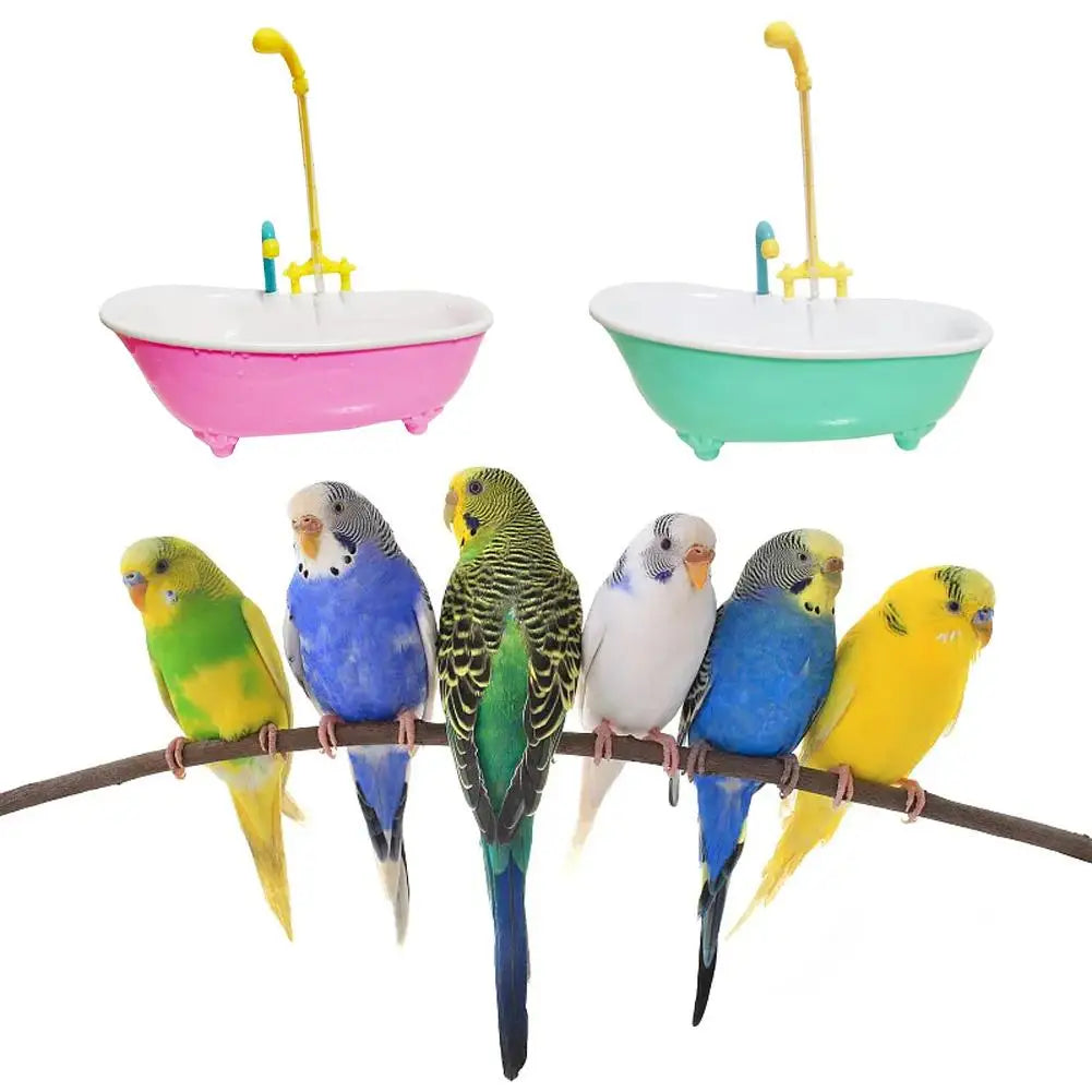 Parrot Automatic IntelligentBath Bird Shower Bathtub Supplies Blue Cute Plastic Cage AccessoriesHousehold Accessory Bird Bath