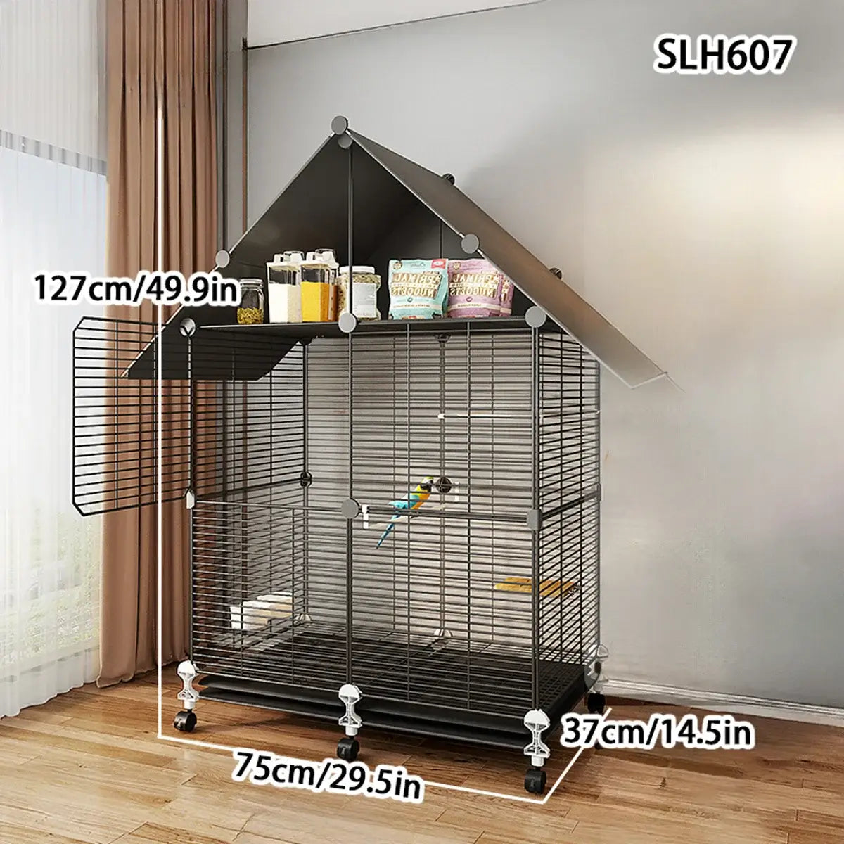 Bird Cage Large Parrot Cage Black Phoenix Myna Special Luxury House Large Thrush Tiger Skin Pearl Bird with Toilet Bird Bowl Wrought Iron Cage