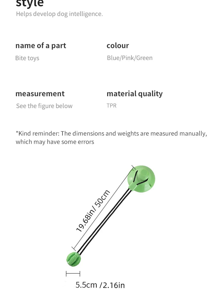 Interactive Suction Cup Dog Toy with Sound and Treat Dispensing - Durable Rubber Ball for Training and Tug-of-War Fun