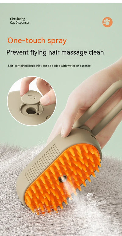 Pet Steam Brush for Cats & Dogs - No Rinse Needed