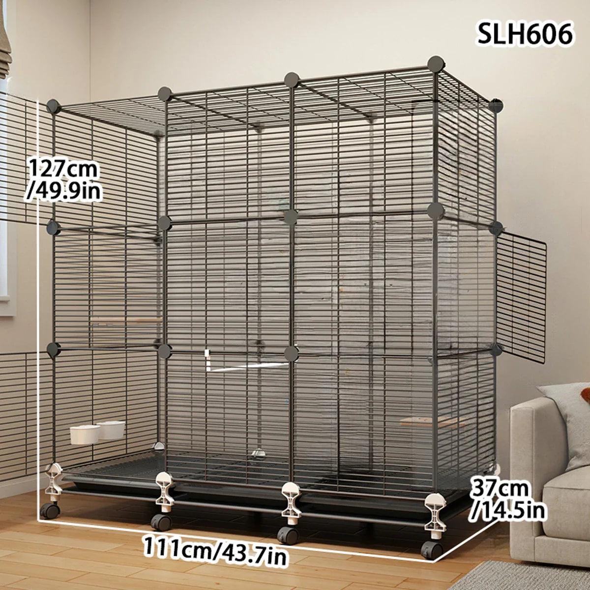 Bird Cage Large Parrot Cage Black Phoenix Myna Special Luxury House Large Thrush Tiger Skin Pearl Bird with Toilet Bird Bowl Wrought Iron Cage