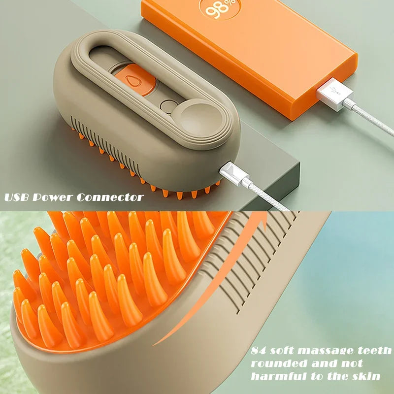 Pet Steam Brush for Cats & Dogs - No Rinse Needed