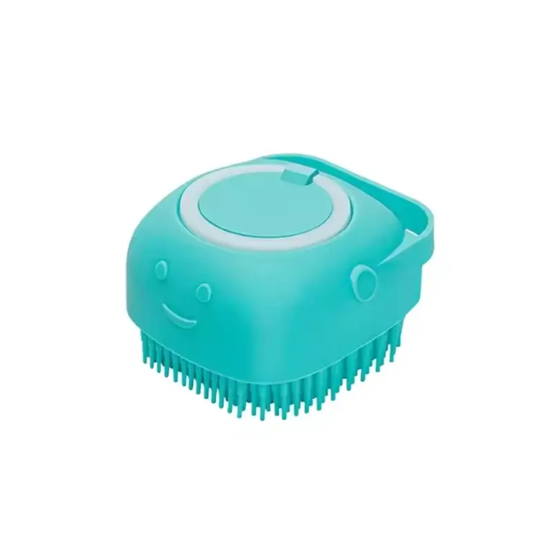 Pet bath brush silicone for dogs and cats, featuring a fun design and effective grooming bristles.
