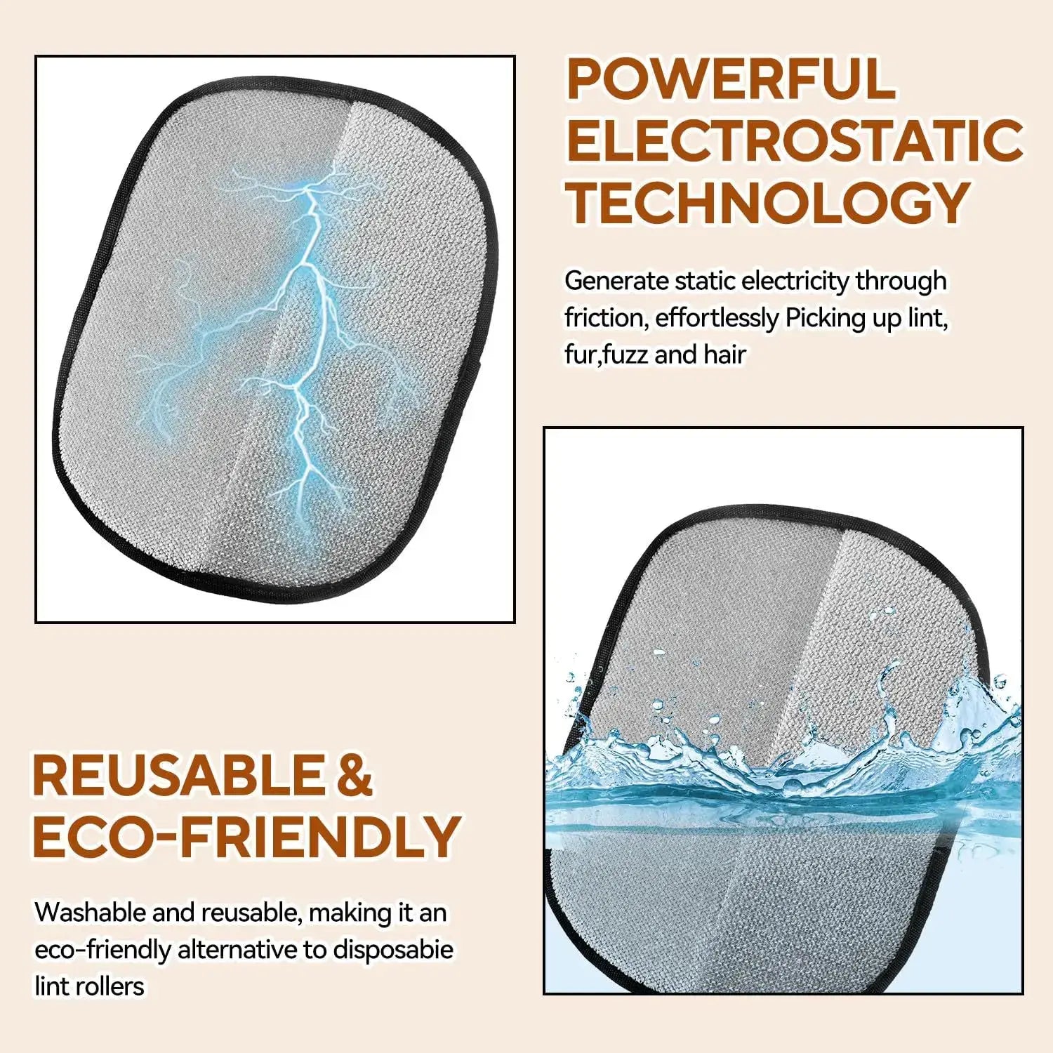 Pet Hair Remover Gloves featuring powerful electrostatic technology for effective fur and lint removal.