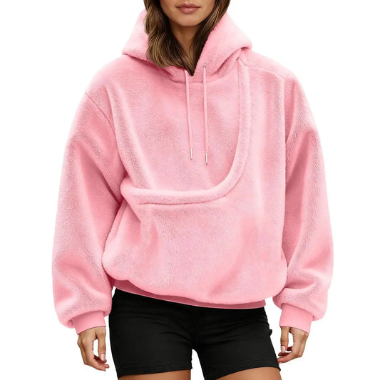 Unisex Pet Carrier Hoodie Cat Dog Bag Long Sleeve Sweatshirt Multiple Colors Plush Daily Wear Fashion Accessory in pink
