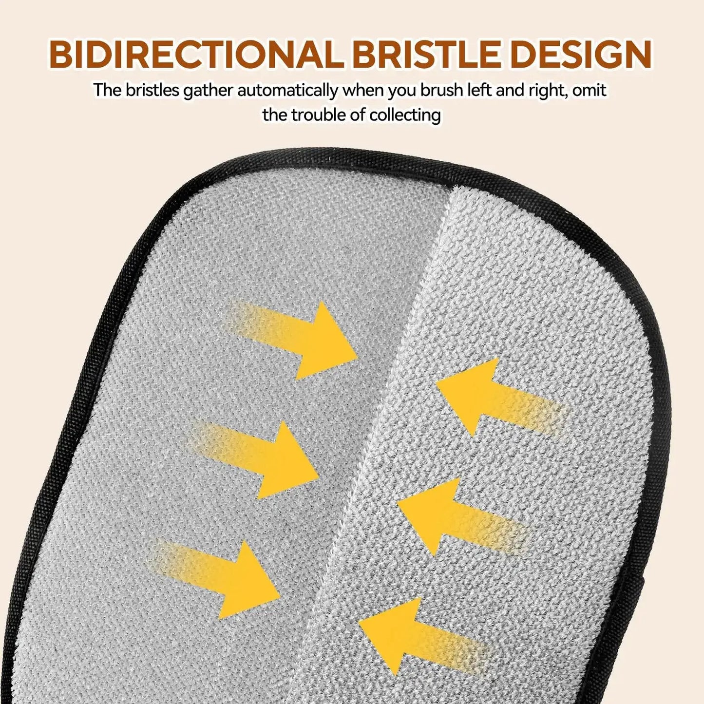 Image showing bidirectional bristle design of Pet Hair Remover Gloves, demonstrating efficient hair collection.