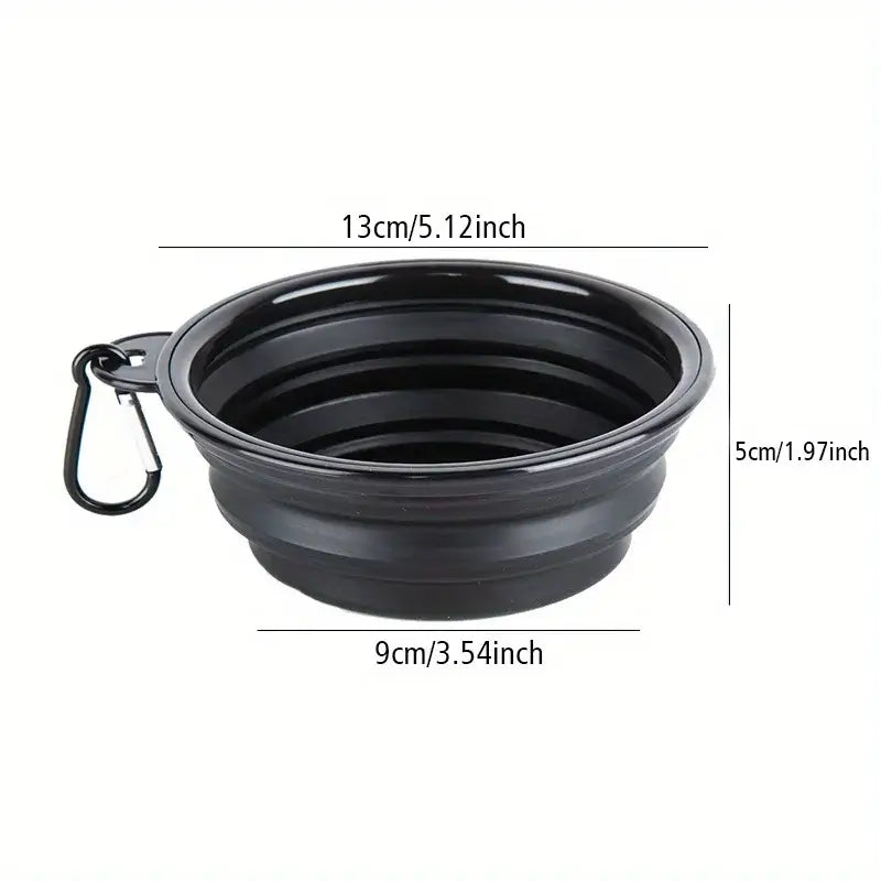 Folding dog bowl for camping - portable, lightweight design with dimensions: 5.12 inch diameter and 1.97 inch height.