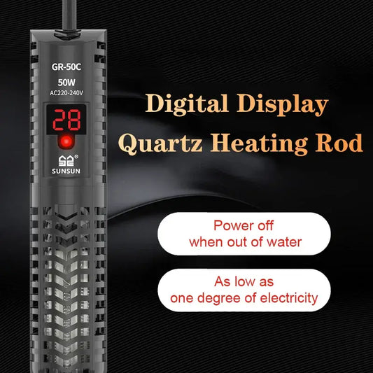 200W Digital Aquarium Heater - LCD Display & Auto Control with digital display and quartz heating rod features.