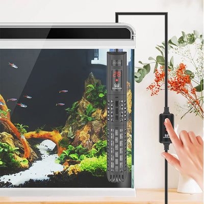SUNSUN Aquarium Submersible Heater Fish Tank Quartz Glass LCD Display 220V Digital Heating Rod Constant Temperature Control 200W