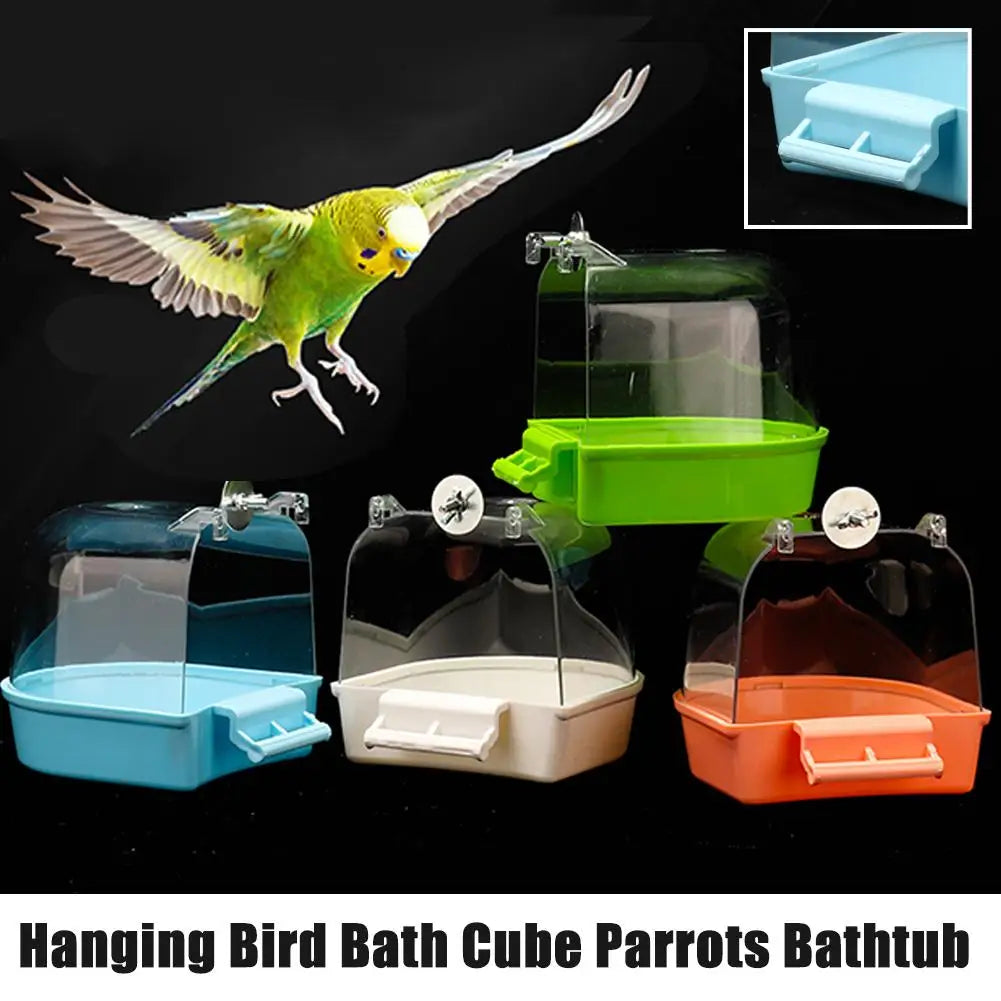 Hanging Bird Bath Box, Parakeet Shower Caged ,Parrot Bath Box Bird For Pet Brids For Canary, Budgerigar, Cockatiel,Parrots P5C2