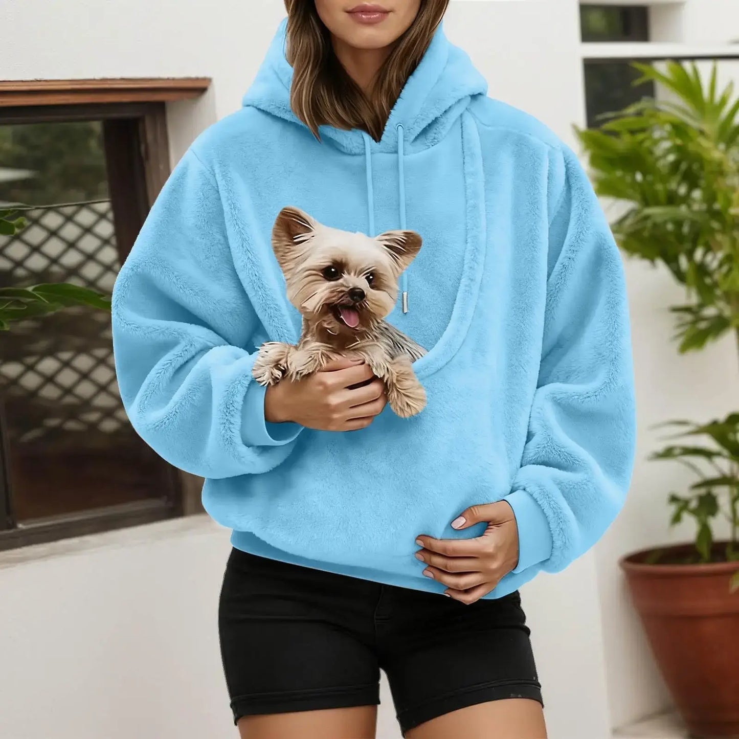 Unisex Pet Carrier Hoodie Cat Dog Bag Long Sleeve Sweatshirt Multiple Colors Plush Daily Wear Fashion Accessory with dog