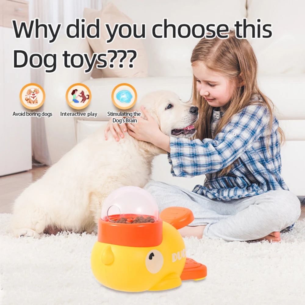 Little yellow duck food toy for cats, designed for interactive play and feeding.