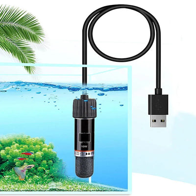 USB-Powered Mini Aquarium Heater - 10W Auto-Thermostat Submersible Fish Tank Heater for Small Tanks, Betta Tanks, Desktop Safe E