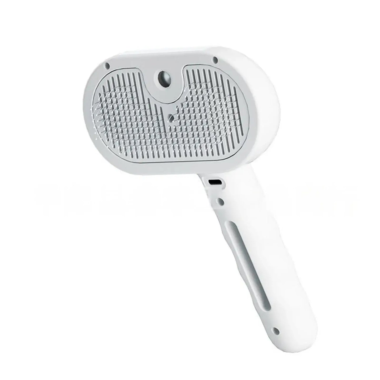 Steam dog brush for shedding, a white grooming tool designed to reduce pet hair and shedding.