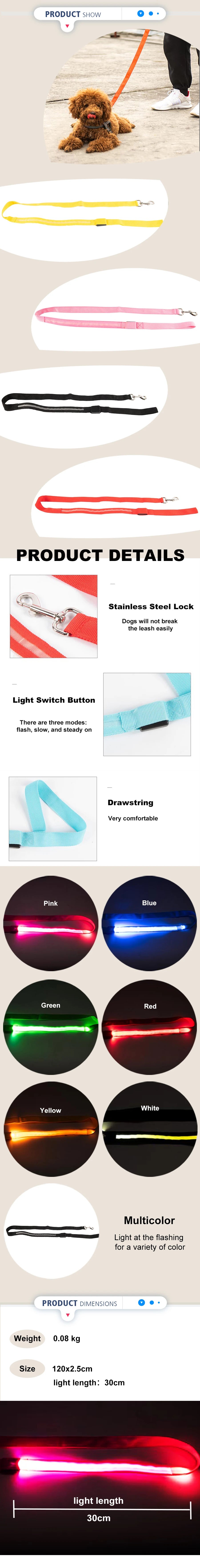 "LED Light Up Dog Leash – USB rechargeable