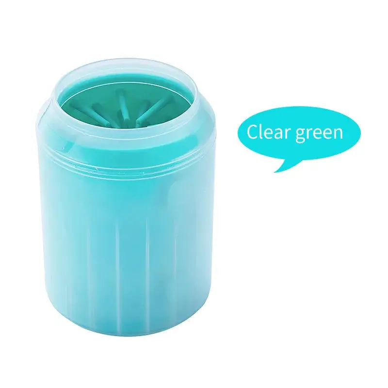 Pet paw wash cup for Dogs & Cats in clear green color, designed for easy cleaning of pet paws.
